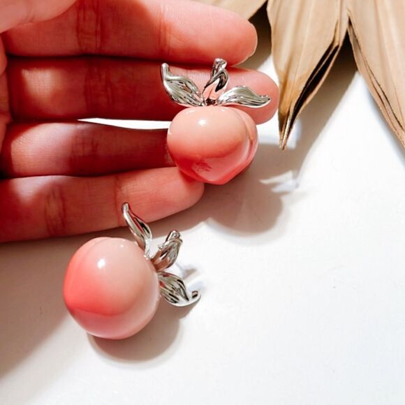Peach stud earrings #877 - Picture 2 of 4